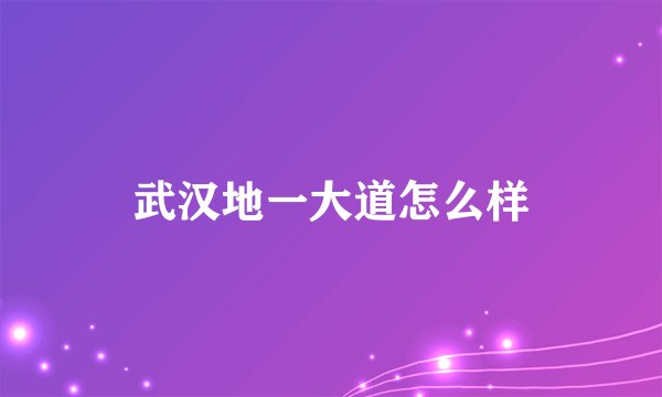 武汉地一大道怎么样