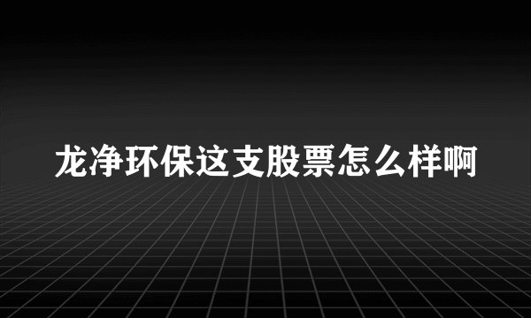 龙净环保这支股票怎么样啊