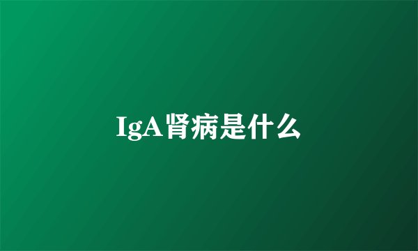 IgA肾病是什么