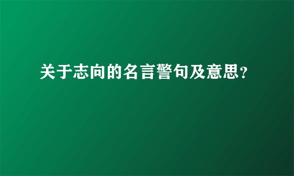 关于志向的名言警句及意思？