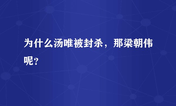 为什么汤唯被封杀，那梁朝伟呢？