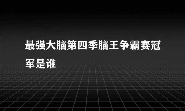 最强大脑第四季脑王争霸赛冠军是谁