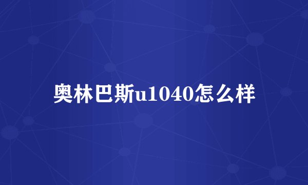 奥林巴斯u1040怎么样