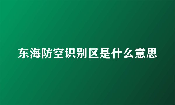 东海防空识别区是什么意思