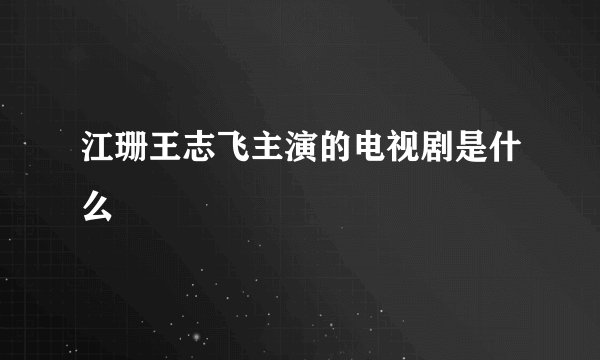 江珊王志飞主演的电视剧是什么