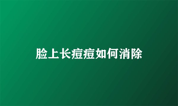 脸上长痘痘如何消除