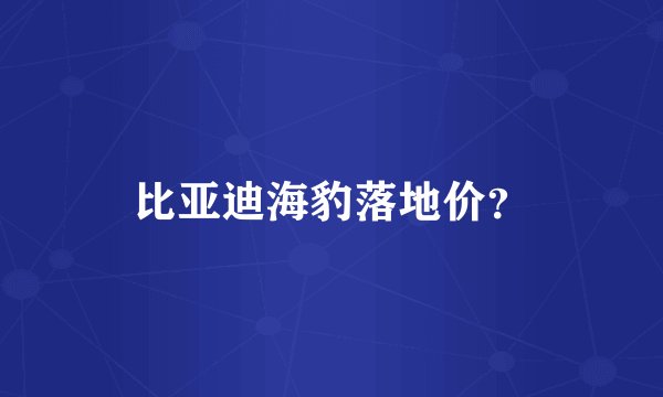 比亚迪海豹落地价？