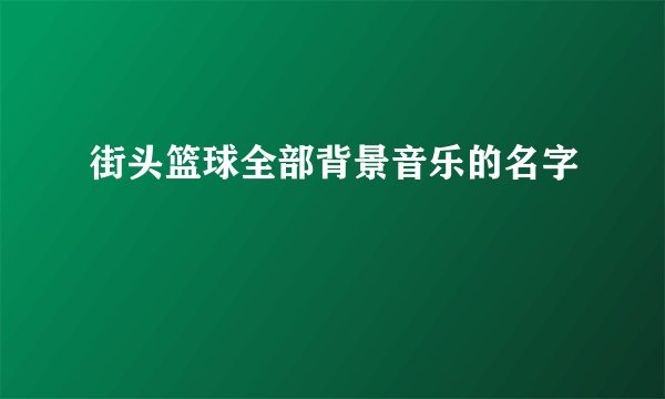 街头篮球全部背景音乐的名字