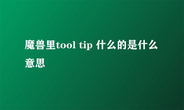 魔兽里tool tip 什么的是什么意思