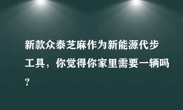 新款众泰芝麻作为新能源代步工具，你觉得你家里需要一辆吗？