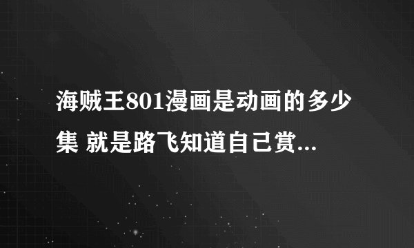 海贼王801漫画是动画的多少集 就是路飞知道自己赏金五亿的时？