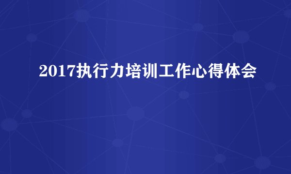 2017执行力培训工作心得体会