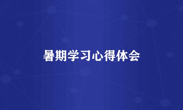 暑期学习心得体会