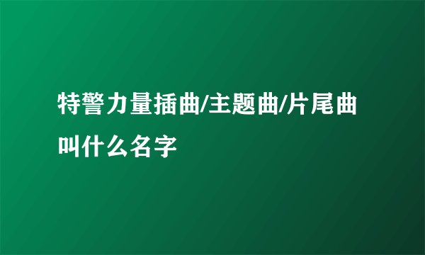 特警力量插曲/主题曲/片尾曲叫什么名字