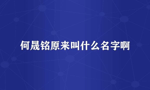 何晟铭原来叫什么名字啊