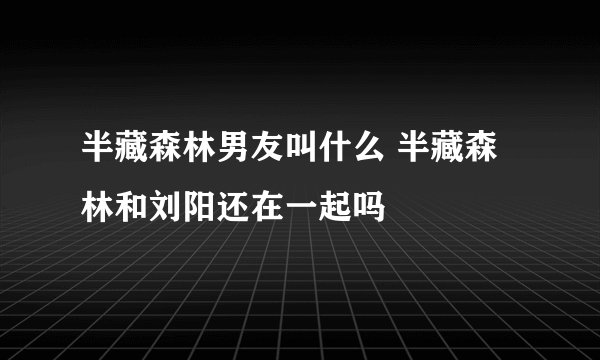 半藏森林男友叫什么 半藏森林和刘阳还在一起吗