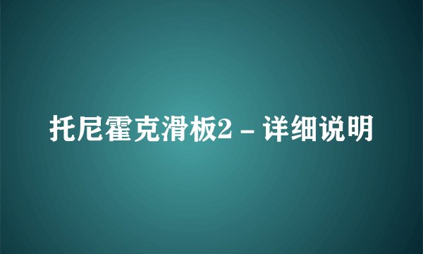 托尼霍克滑板2－详细说明