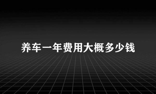 养车一年费用大概多少钱