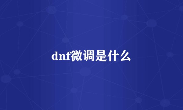 dnf微调是什么