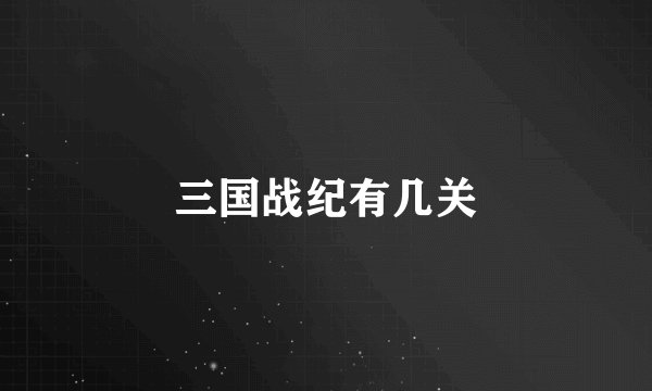 三国战纪有几关