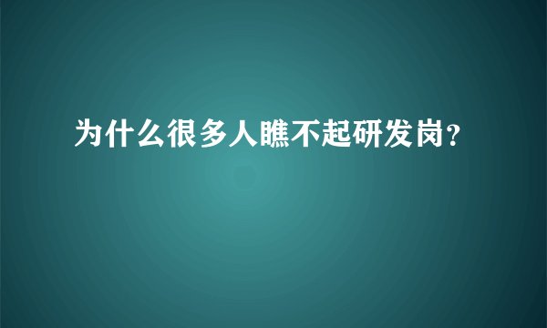 为什么很多人瞧不起研发岗？
