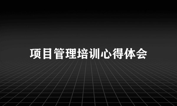 项目管理培训心得体会