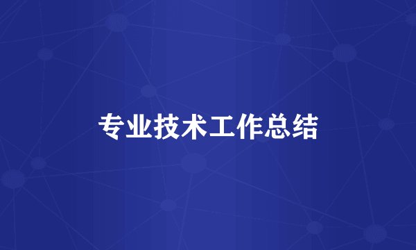 专业技术工作总结