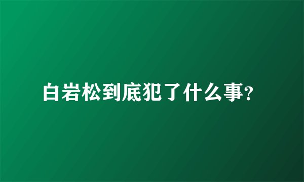 白岩松到底犯了什么事？