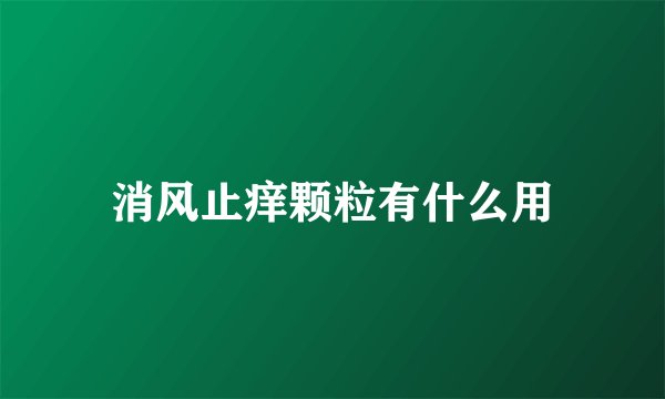 消风止痒颗粒有什么用