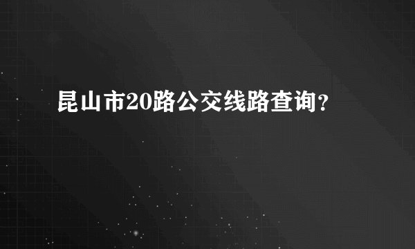 昆山市20路公交线路查询？