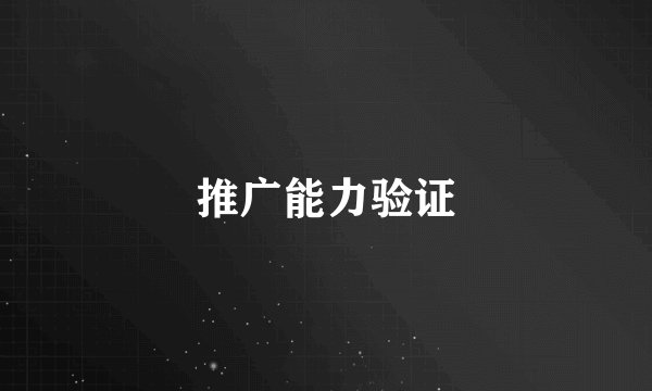 推广能力验证
