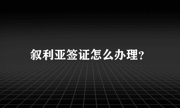 叙利亚签证怎么办理？