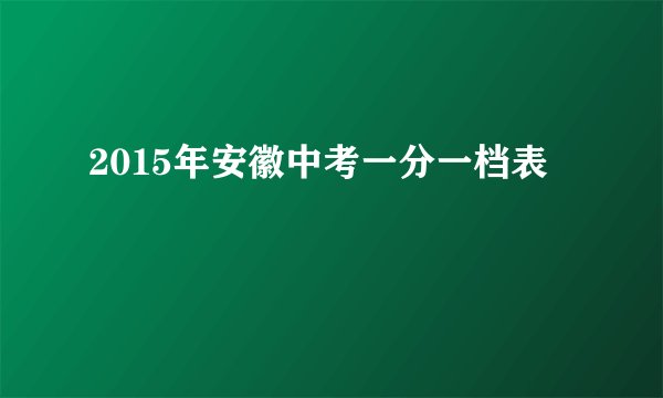 2015年安徽中考一分一档表