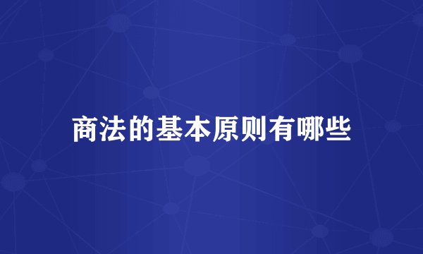 商法的基本原则有哪些