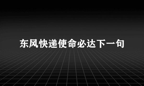 东风快递使命必达下一句