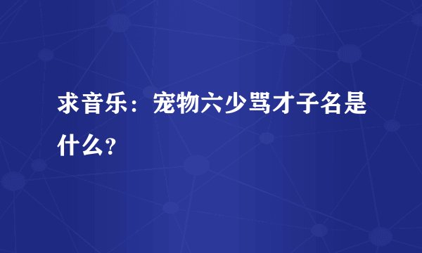 求音乐：宠物六少骂才子名是什么？