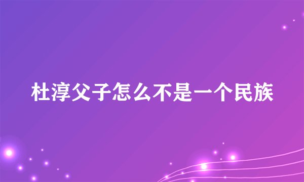 杜淳父子怎么不是一个民族