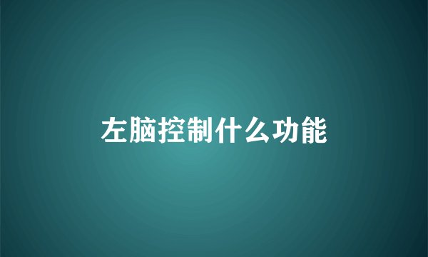 左脑控制什么功能