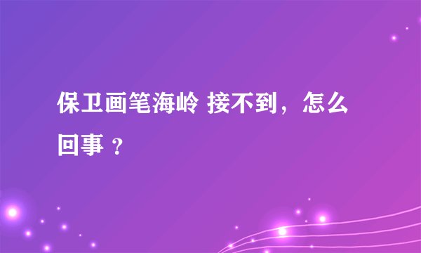保卫画笔海岭 接不到，怎么回事 ？