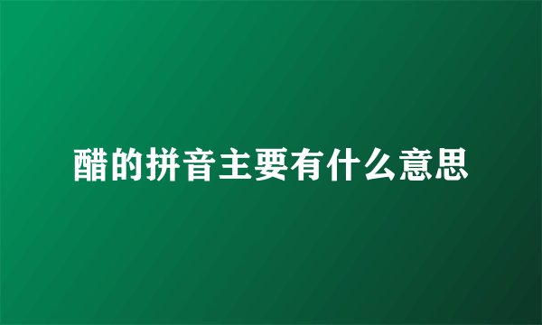 醋的拼音主要有什么意思