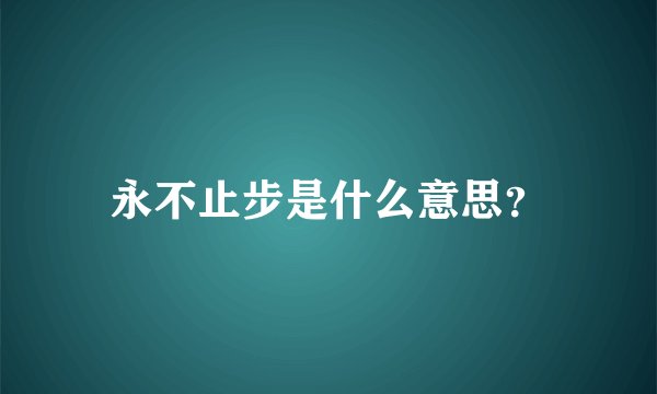 永不止步是什么意思？