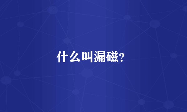 什么叫漏磁？