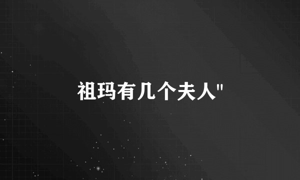 祖玛有几个夫人