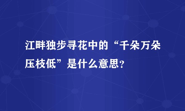 江畔独步寻花中的“千朵万朵压枝低”是什么意思?