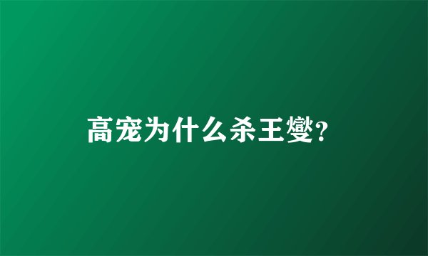 高宠为什么杀王燮？
