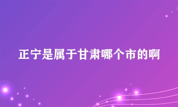 正宁是属于甘肃哪个市的啊