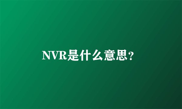 NVR是什么意思？