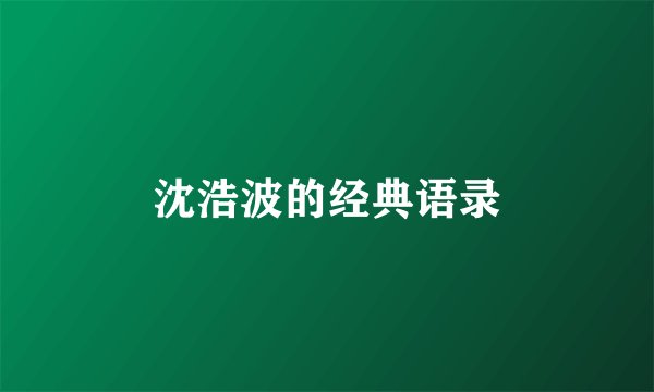 沈浩波的经典语录