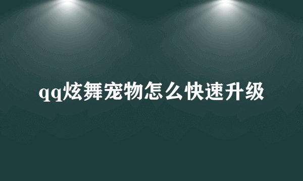 qq炫舞宠物怎么快速升级