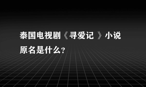 泰国电视剧《寻爱记 》小说原名是什么？